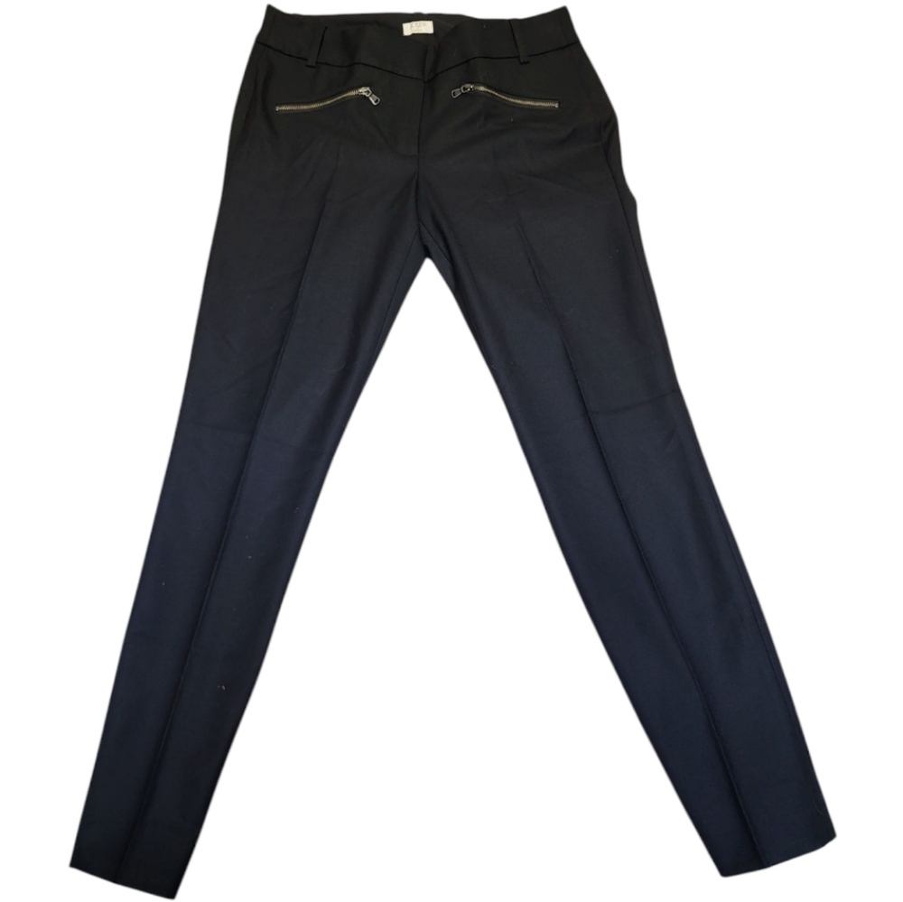 J. Crew Women's Black Stretch Tailored Trousers with Zipper Detail - Size 2